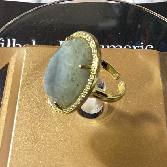 Lemon Gold Labradorite Adjustable Ring - Picture 6 of 7